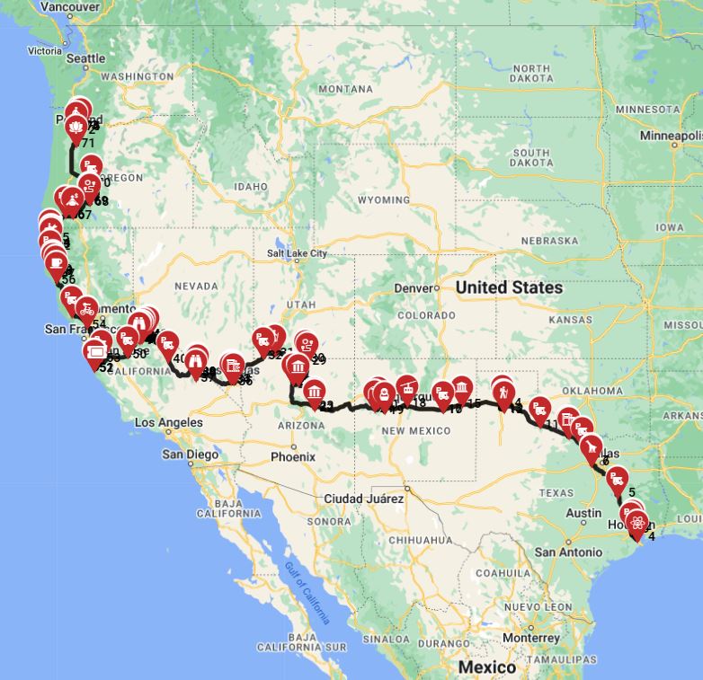 Epic motorhome road trip wizard from Houston to Portland